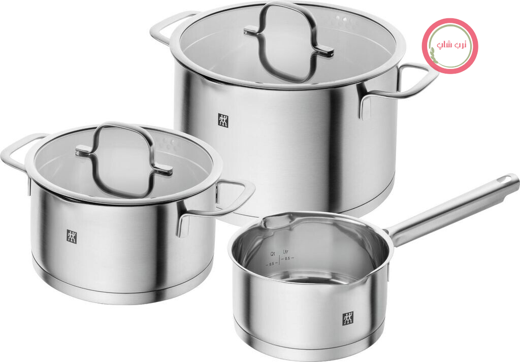 سرویس قابلمه سه پارچه زولینگ آلمان ZWILLING TrueFlow با درب شیشه‌ای